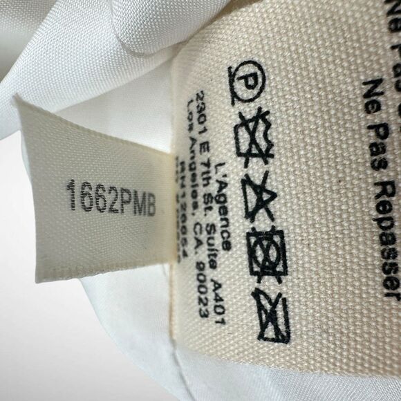 L’AGENCE Scarlet White Colorblock Tuxedo Crop Blazer Jacket Size 2 Satin Lapel - Picture 11 of 13